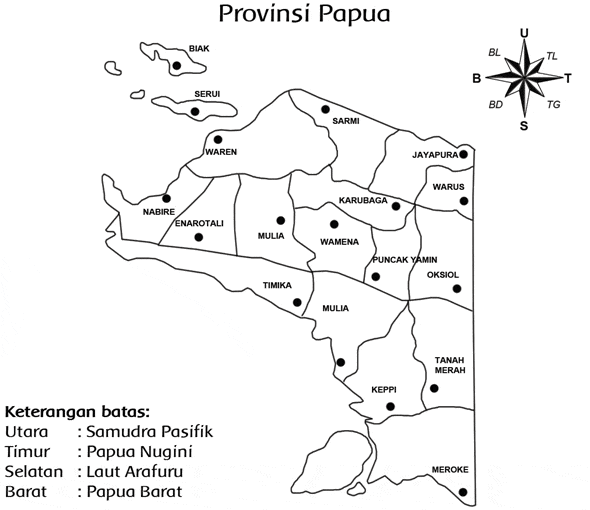 peta papua hitam putih