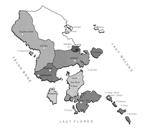 peta sulawesi tenggara hitam putih