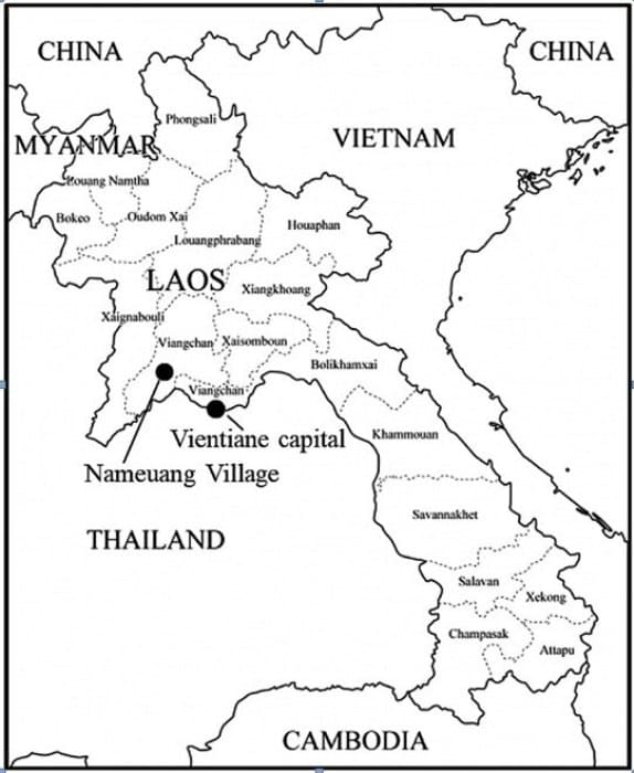 peta laos hitam putih