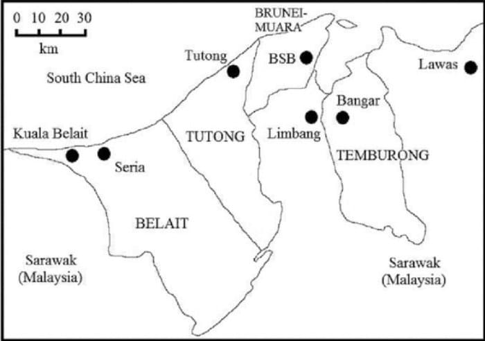 peta brunei darussalam hitam putih