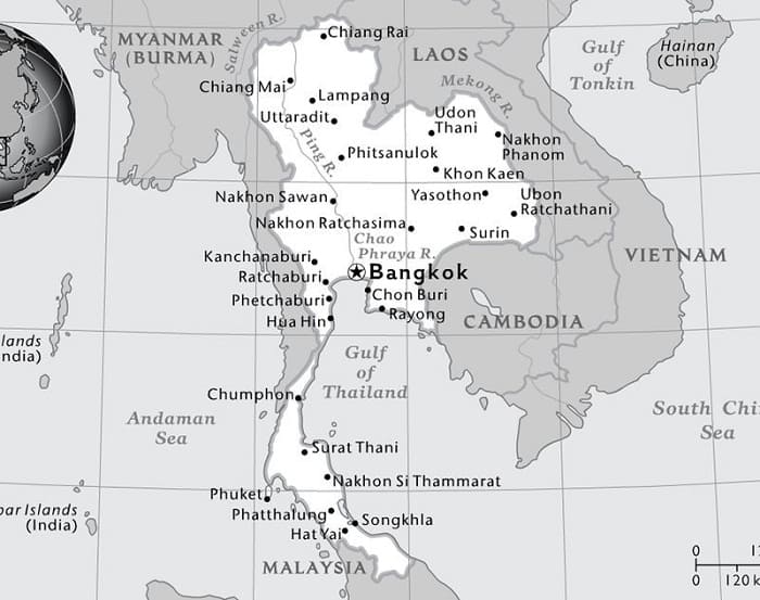 peta thailand hitam putih
